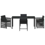 Garden Dining Set 5 pcs Black Poly Rattan 3380775