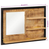 Mirror with Shelves 80x8x55 cm Glass and Solid Wood Mango 358578