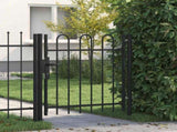 Fence Gate "BOXTEL" Single Door with Arched Top Steel 1x1 m Black 146029