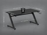 Gaming Desk 120 x 65 cm Steel Frame with Cup Holder, Headphone Hook, Adjustable Feet and Cable T3398P343072