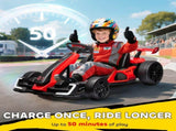 24V Electric Go Kart for Kids with Adjustable Seat for 6-12 Years, Red T3398P422373