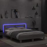 Bed Frame with LED without Mattress Grey Sonoma 140x190 cm 3207565
