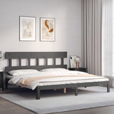 Bed Frame without Mattress Grey 200x200 cm Solid Wood Pine 3193618
