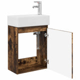 Bathroom Vanity Unit with Tap Smoked Oak 45.5 x 22.5 x 84 cm 889476