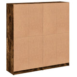 Bookcase with Doors Smoked Oak 136x37x142 cm Engineered Wood 3206521