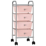 4-Drawer Mobile Storage Trolley Pink Plastic 320400