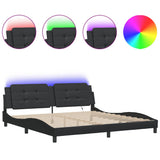 Bed Frame with LED without Mattress "Zadar" Black 200x200 cm 3214131