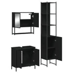 ZNTS 3 Piece Bathroom Furniture Set Black Engineered Wood 3214680