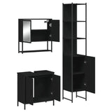 ZNTS 3 Piece Bathroom Furniture Set Black Engineered Wood 3214680