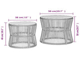 Garden Side Tables 2 pcs with Wooden Top Black Poly Rattan 366291