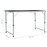 ZNTS Foldable Camping Table Grey Aluminium 120x60 cm 48173