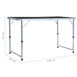 ZNTS Foldable Camping Table Grey Aluminium 120x60 cm 48173
