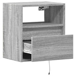 ZNTS Wall-mounted Bedside Cabinets with LED Lights 2 pcs Grey Sonoma 3307986