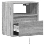 Wall-mounted Bedside Cabinets with LED Lights 2 pcs Grey Sonoma 3307986