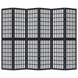 Room Divider 6 Panels Black Solid Wood Paulownia 358778