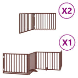 Dog Gate with Door Foldable 8 Panels Brown 640 cm Poplar Wood 3155578