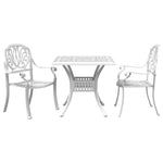 ZNTS 3 Piece Bistro Set White Cast Aluminium 3216339