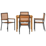 Garden Dining Set 5 pcs Black Solid Acacia Wood 3365514