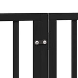 Dog Gate with Door Foldable 6 Panels Black 480 cm Poplar Wood 3155569