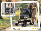 Pet Stroller, Dog Pushchair, Cat Travel Carriage, Foldable w/ Carrying Bag, Universal Wheels, Brake T3398P349596