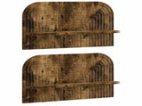 Wall Shelf 2 pcs Smoked Oak 60 x 13.5 x 37.5 cm Engineered Wood 8014946