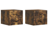 Wall-Mounted Bedside Cabinet 2 pcs Smoked Oak 33 x 34.5 x 40 cm 897966