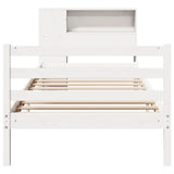 Bookcase Bed without Mattress White 90x200 cm Solid Wood Pine 3321876