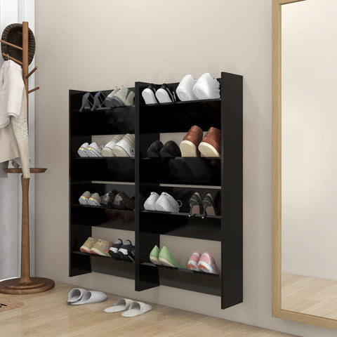 Wall Shoe Cabinets 4 pcs Black 60x18x60 cm Engineered Wood 806719