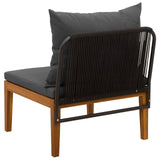 Garden Middle Sofa with Cushions Solid Acacia Wood & Rope 42022070