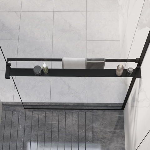 ZNTS Shower Shelf for Walk-in Shower Wall Black 90 cm Aluminium 153616