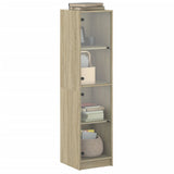 Highboard with Glass Doors Sonoma Oak 35x37x142 cm 836436