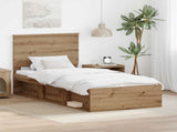 Bed Frame Artisian Oak 90 x 190 cm Solid Pine Wood 3409407
