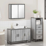 3 Piece Bathroom Furniture Set Grey Sonoma Engineered Wood 3301013