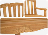 Handcarved Rose Chair 2 pcs Natural Solid Teak Wood 42030019