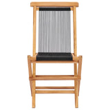 Garden Chair Set of 2 Black, Natural Wood Teak wood, Polyester rope 49363