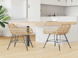 Dining Chair 2 pcs Rattan and Iron Natural 55 x 50 x 74 cm 42011556