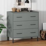 Sideboard with 3 Drawers Grey 77x40x79.5 cm Solid Wood OSLO 350980