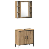 Bathroom Vanity Units with Shelf 3 pcs Brown Engineered wood 3334384