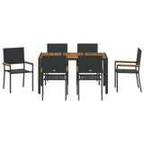 Garden Dining Set 7 pcs Black and Wood Poly Rattan 3365408
