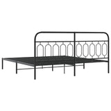 Metal Bed Frame without Mattress with Headboard Black 200x200cm 377124