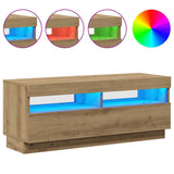 TV Cabinet with LED Lights Artisian Oak 100x35x40 cm Engineered Wood 856356
