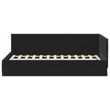 Corner Bed Frame with Headboard Black 100 x 200 cm Velvet 42016281