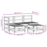 5 Piece Garden Lounge Set White Solid Wood Pine 3186523