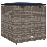 Cushion Box with Storage Grey 50 x 50 x 50 cm Poly Rattan 365414