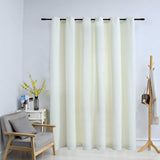 Blackout Curtain with Metal Rings Velvet Cream 290x245 cm 134515