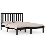 3103867 Bed Frame without Mattress Black Solid Wood 200x200 cm