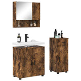 Bathroom Furniture Set 3 pcs Smoked Oak Engineered wood & Metal 3392958