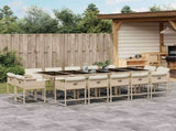 15 Piece Garden Dining Set with Cushions Beige Poly Rattan 3211414