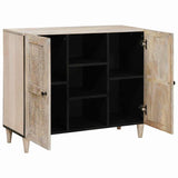 Sideboard Bleached White 90 x 33 x 75 cm Solid Mango Wood 4018144