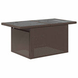 Garden Table with Glass Top Brown 100x55x73 cm Poly Rattan 366208